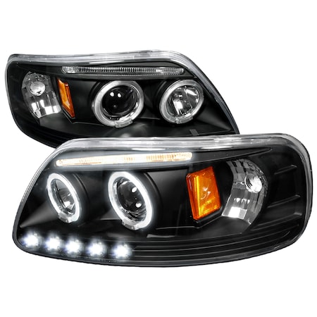 Spec-D Tuning 97-02 Ford Expedition Halo LED Projector Black 2LHP-F15097JM-TM